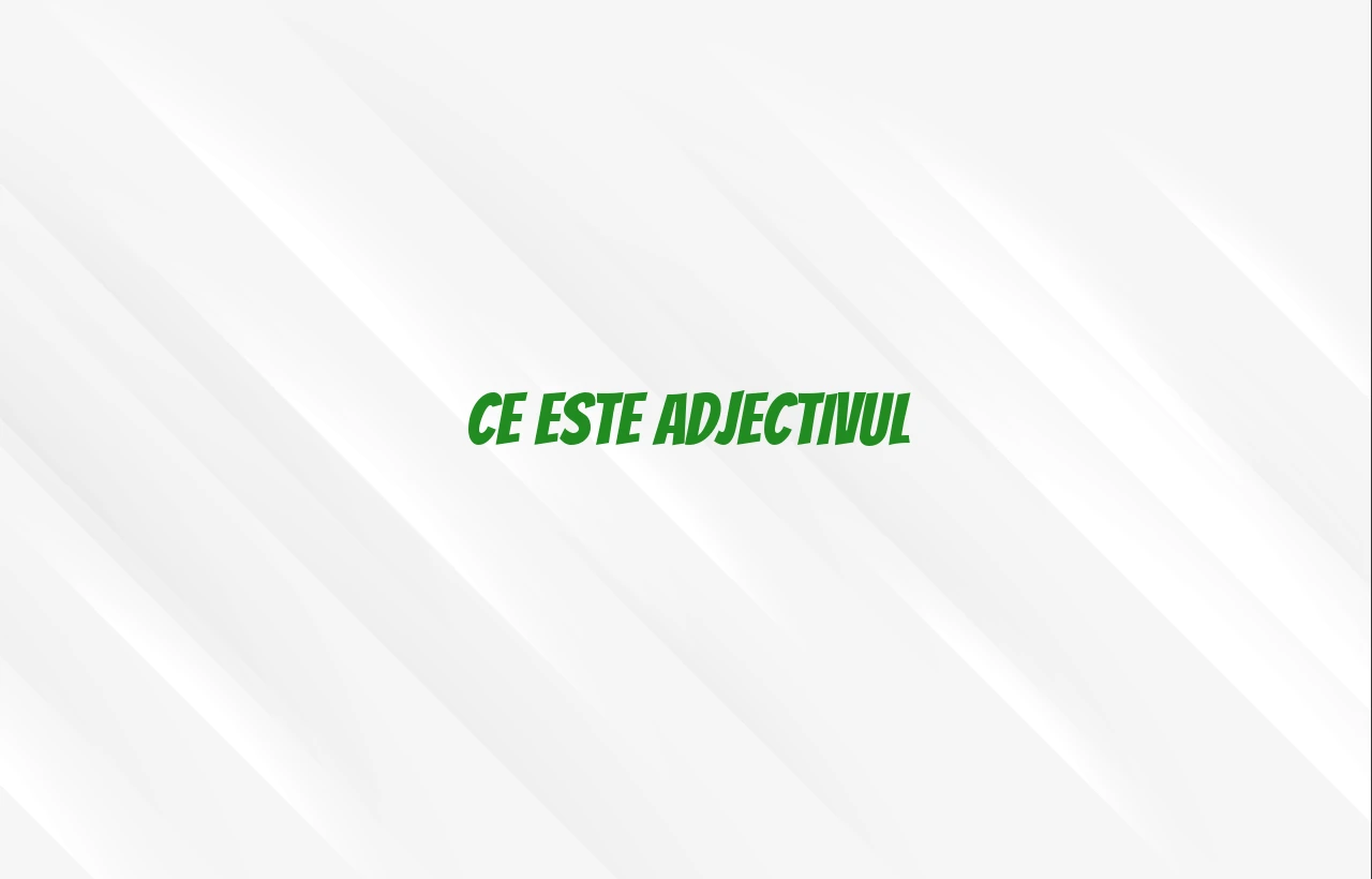 Ce este adjectivul Ce este adjectivul